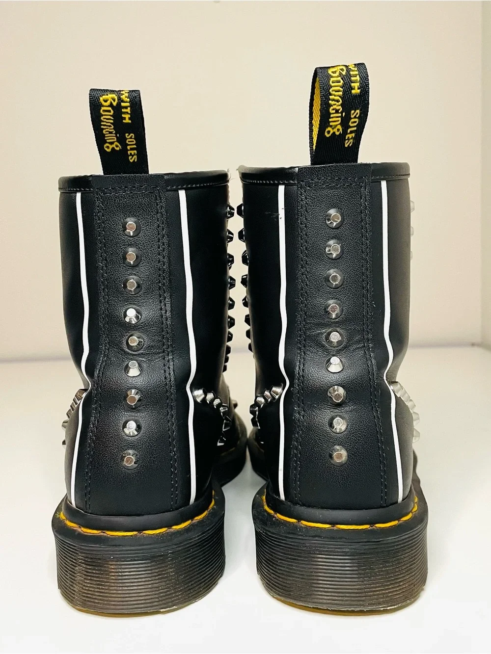 Dr. Martens 1460 Bex Black And Red Studded Lace-up Boots - Picture 3 of 7